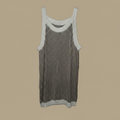 Khaki and White Ribbed Knit Tank Top