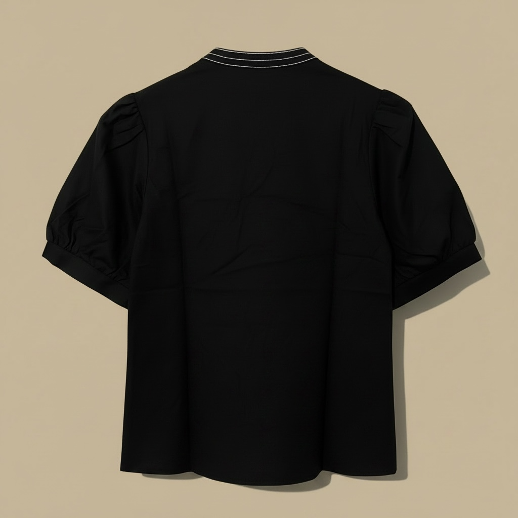 Elegant Black and Silver V-Neck Top
