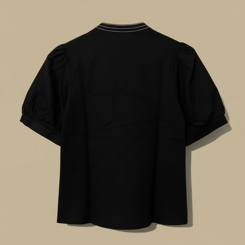 Elegant Black and Silver V-Neck Top