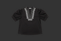 Elegant Black and Silver V-Neck Top